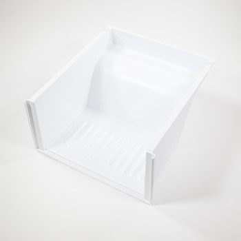 Refrigerator lower storage drawer without front